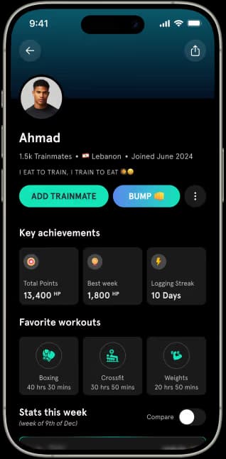 TrainMate app — main screen