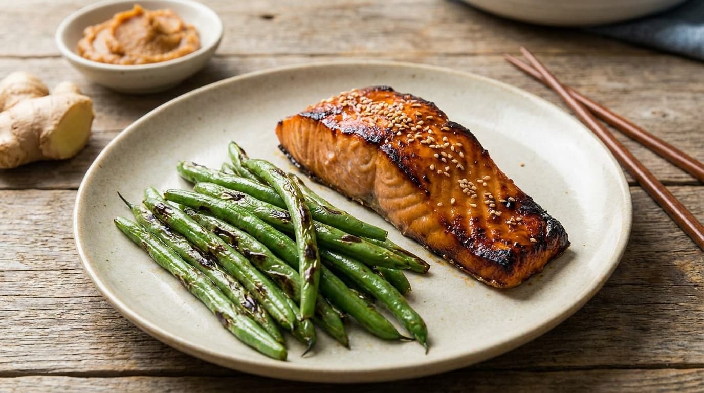 miso-glazed-salmon-green-beans